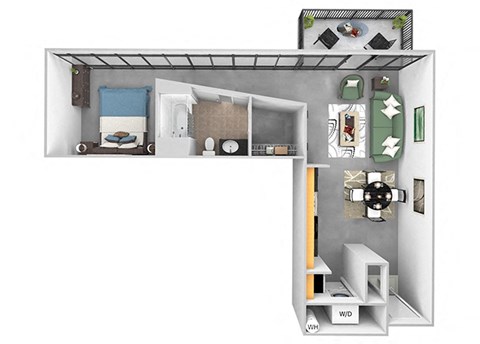 Main 3 Downtown - A1 (Tower) - 1bed/1 bath - 3D